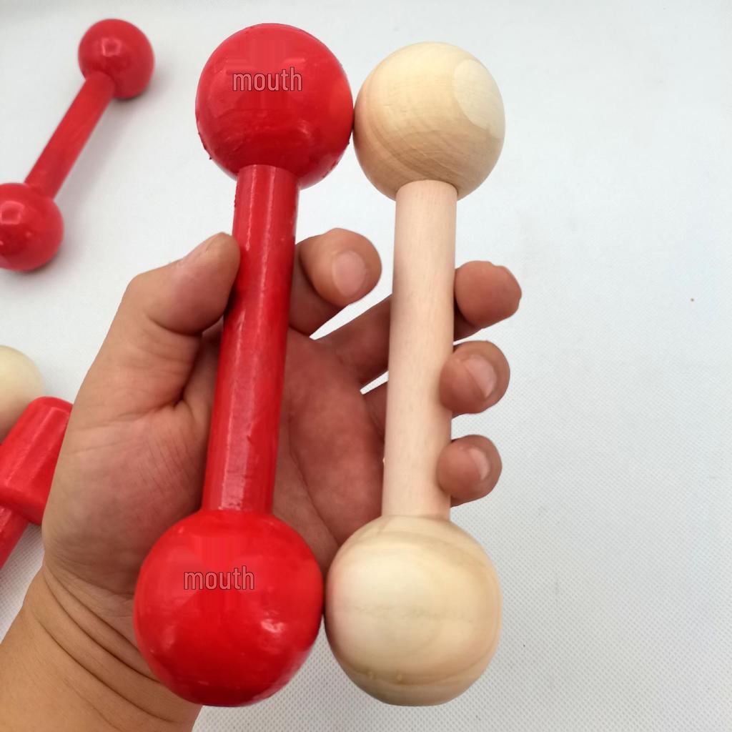 Children's Wooden Dumbbells - Round & Square Heads for Fitness, Sound, and Play