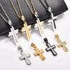 Stylish Stainless Steel Irregular Cross Pendant Necklace for Women Men Religious Christ Charms Chain Faith Prayer Metal Jewelry