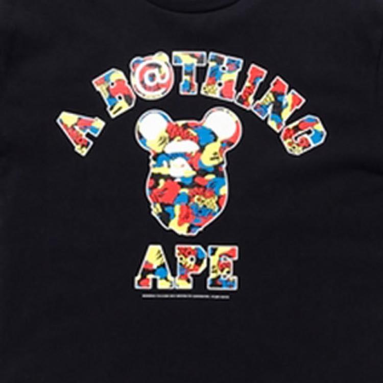 BAPE A Bathing Ape x Medicom Toy Camo College Tee 'Black' Unisex 1F73-110-907