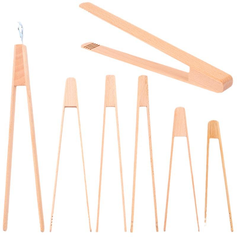 Bamboo Anti-Scald BBQ & Dessert Tongs with Long Handle