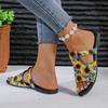 2024 Summer New Models, Breathable Printing Color Matching Roman Style Sandals Women's European and American Style Flat-bottomed Cool Slippers
