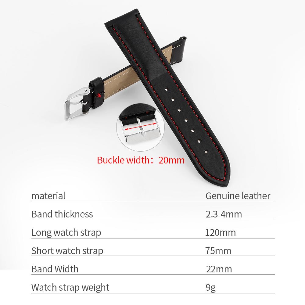 Leather Bracelet Watchband 22mm Handmade Stitching Quick Release Watch Straps Replacement Wrist Belt Accessories Black Coffee