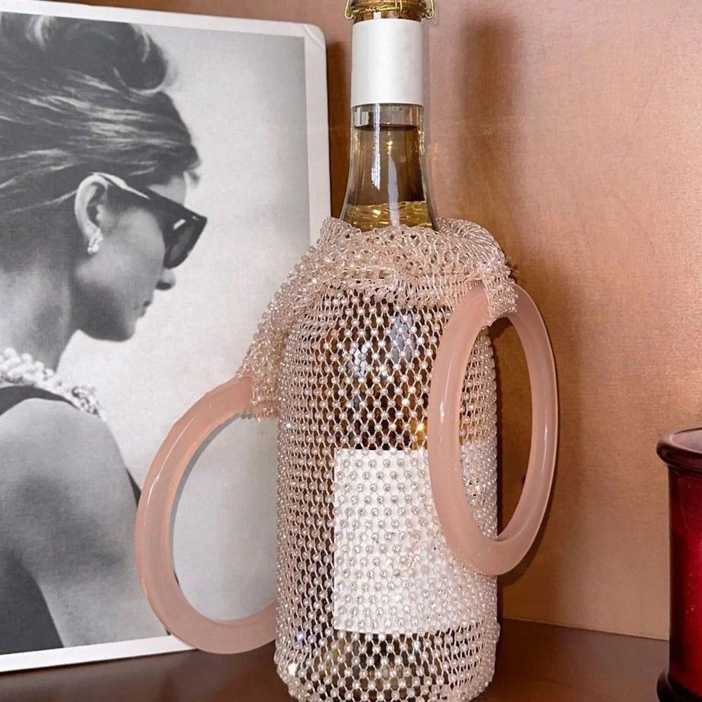 Borsa Portabottiglie di Vino Tessuta a Mano Borsa per Tazza Termica di Lusso Leggero Portatile Lucida Borsa per Vino Matrimonio