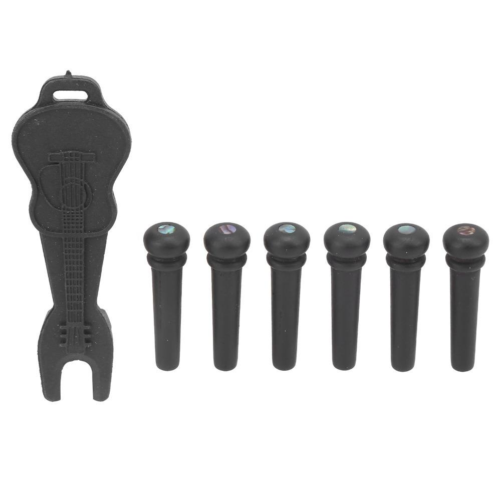 6PCS Ebony Guitar Bridge Pins Abalone Dot Inlay Bridge Pin Pegs Acoustic Guitar