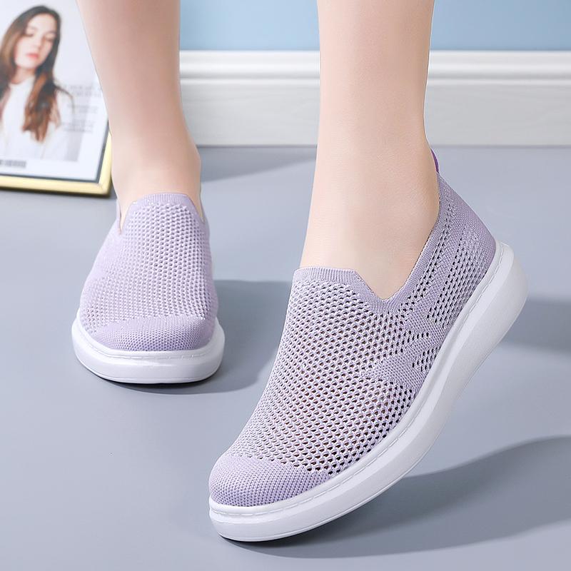 Summer Women Sneakers Comfort Casual Plus Size Flats Loafers Soft Walking Sports Shoes Slip On Large Size