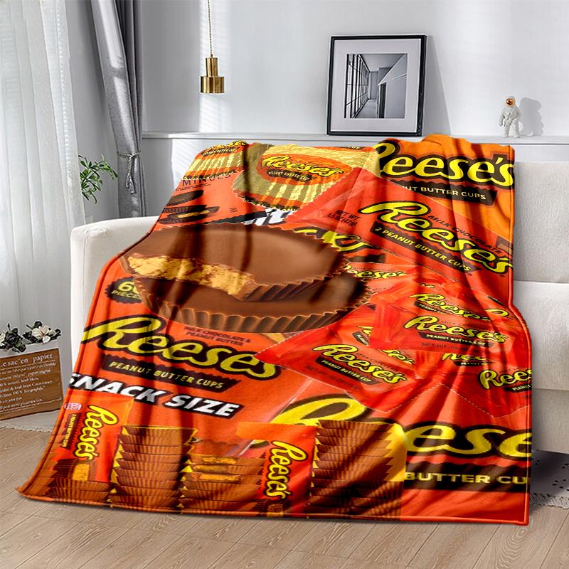 Reese‘S Peanut Flannel Blanket Soft All-Season Throw, Design for Camping, Car Travel, Hiking Sofa, Bed, Office Perfect Gift for Parties
