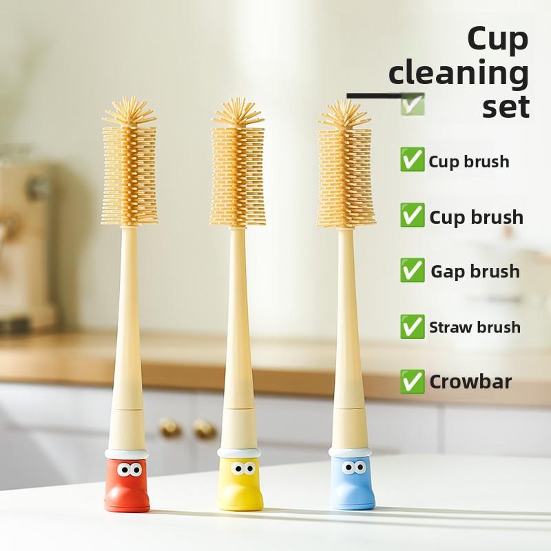 Cup Brush, Water Cup Long Handle Brush Multi-functional 5-in-1 Thermos Cup Cover Brush, Cleaning Brush for Milk Bottles