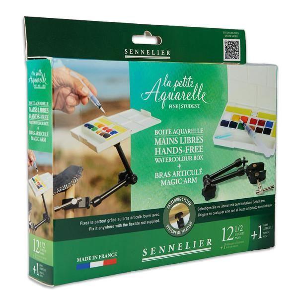 Watercolor Paint - Fine - Box of 12 Half-pans - Sennelier - La Petite Aquarelle - Hands-free