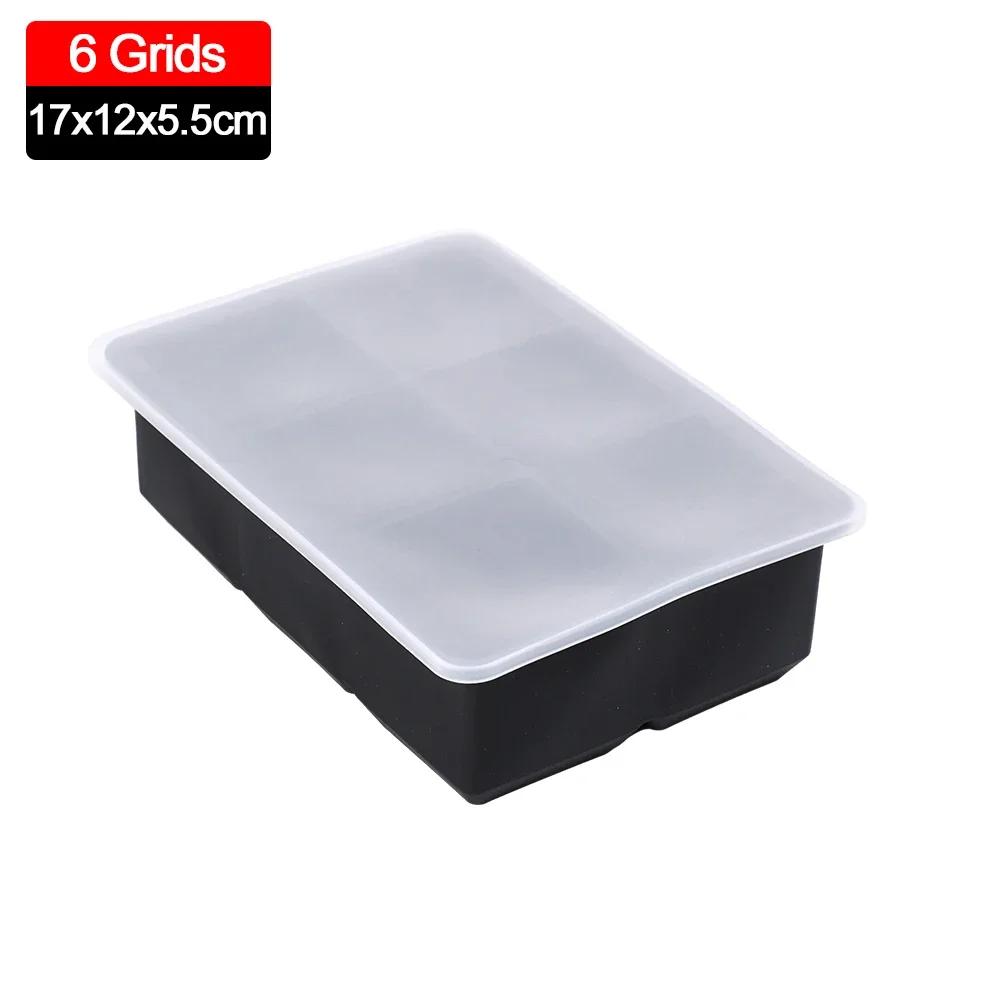 4/6/8Grids Silicone Food Ice Block Mold Reusable Easy-Release Square Shape Ice Molds DIY Household Kitchen Bar Accessories