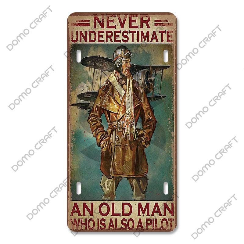 Pilot Poster Vintage Metal Plate Airplane Flight Attendant Metal Tin Sign Retro Wall Decor for Flying Club Home