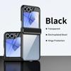 Electroplated Transparent Phone Case for Samsung Galaxy Z Flip 7 Fe 6 5 4 with Hinge Protection and Tempered Film Cover