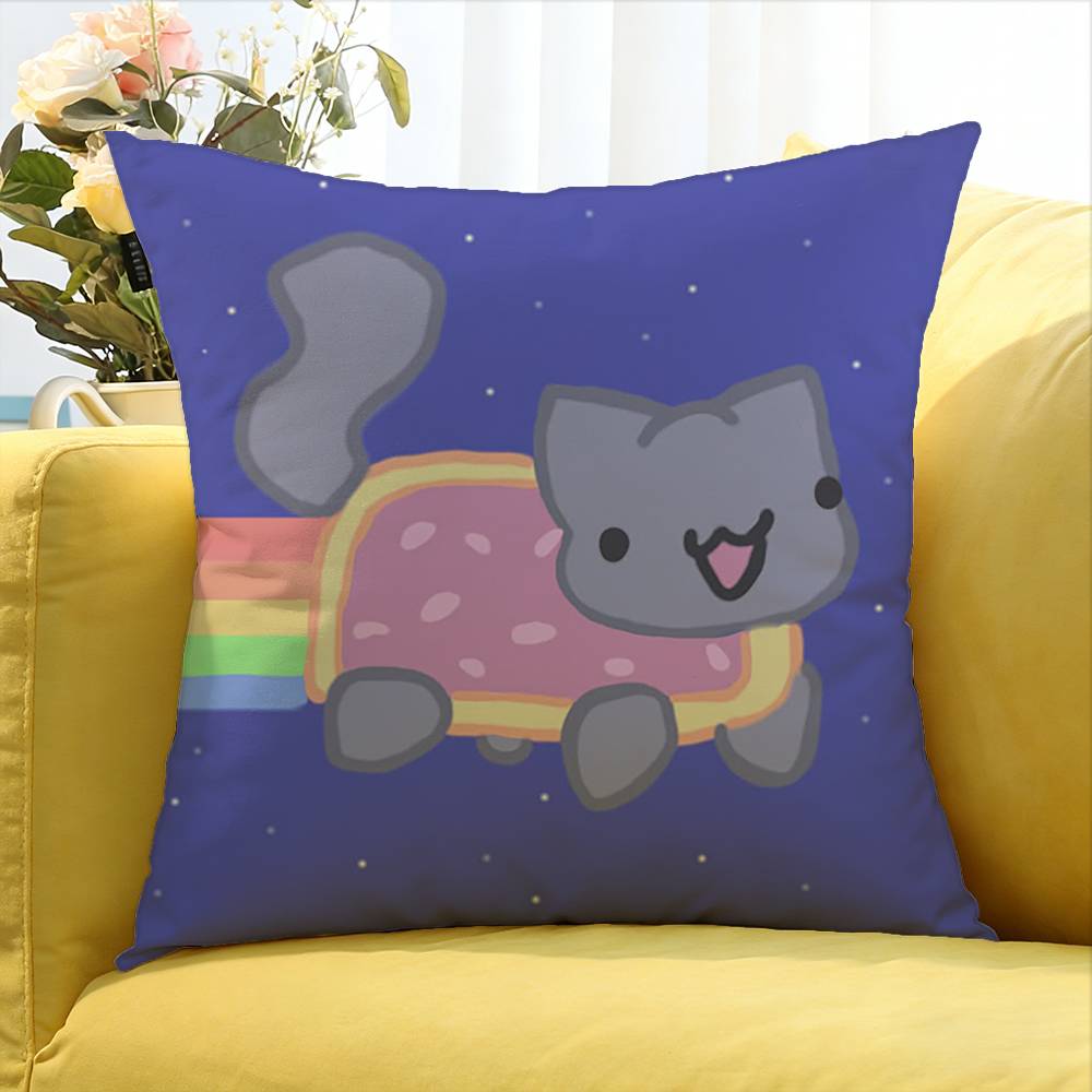 cute Rainbow Alien Nyan Cat Various Sizes Square Pillow Case For Car Home Bedchamber Decor