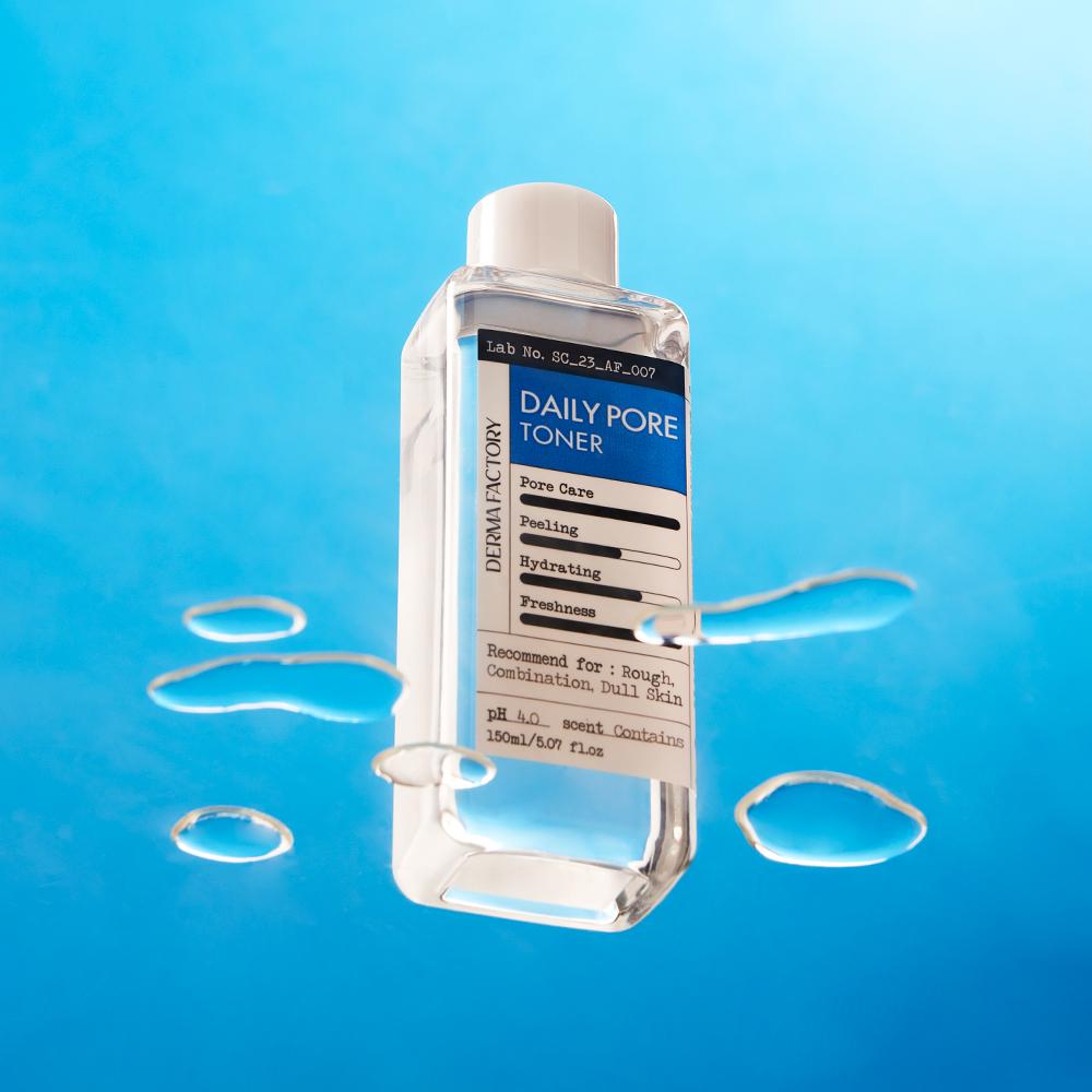 Dermafactory Daily Pore Toner – AHA BHA PHA LHA Exfoliating & Hydrating Care, Blackhead & Whitehead Control, Vegan Korean Skincare