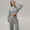 Casual Solid Color Hoodies Pants Set Women Long Sleeve Zipper Short Sweatshirt Slim Drawstring Trouser 2026 Spring Autumn New Lady Tracksuit