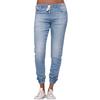 Plus Size Casual Denim Pants Women Loose Elastic Waist Jeans with Drawstring Long