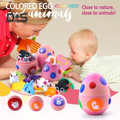 Dragon Egg with Mini Animals 3D Printed Articulated Animal Figurines Inside Egg Pocket Pet Fidget Toy for Kids Gift Easter Basket Stuffers