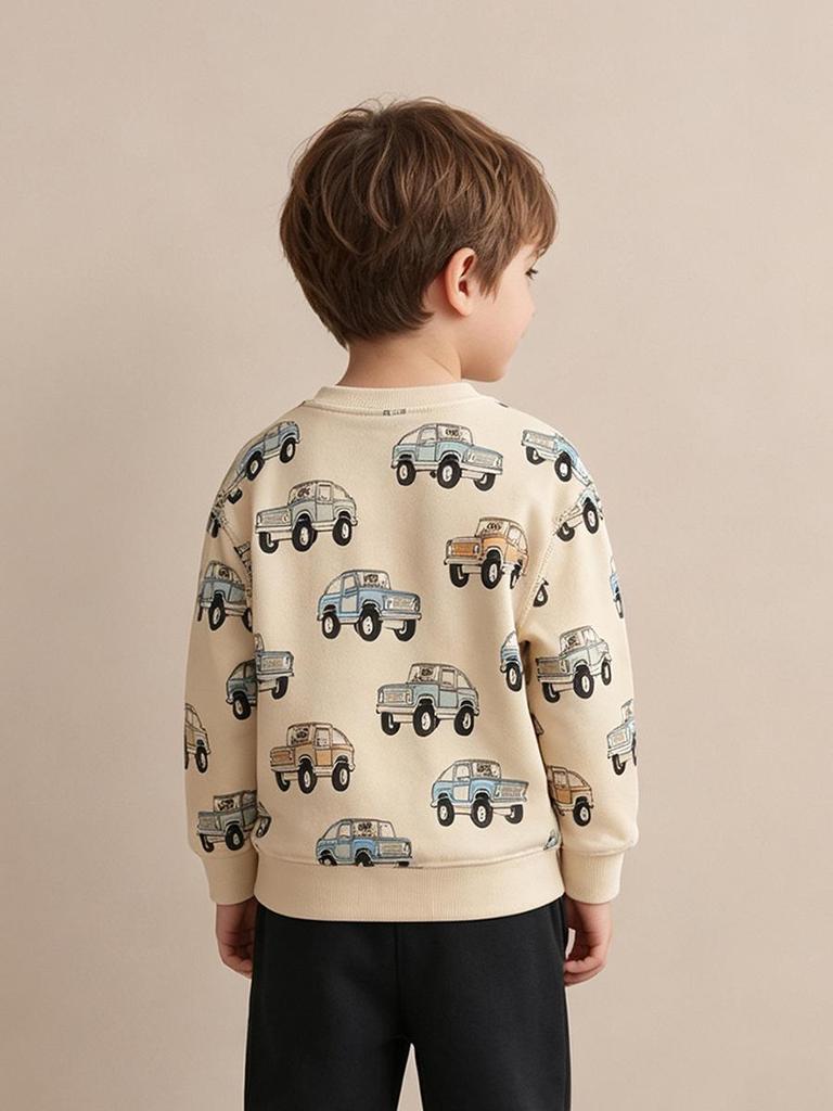 European & American Style Boys' Cartoon Car Print Hoodies - New Autumn Fashion for Children