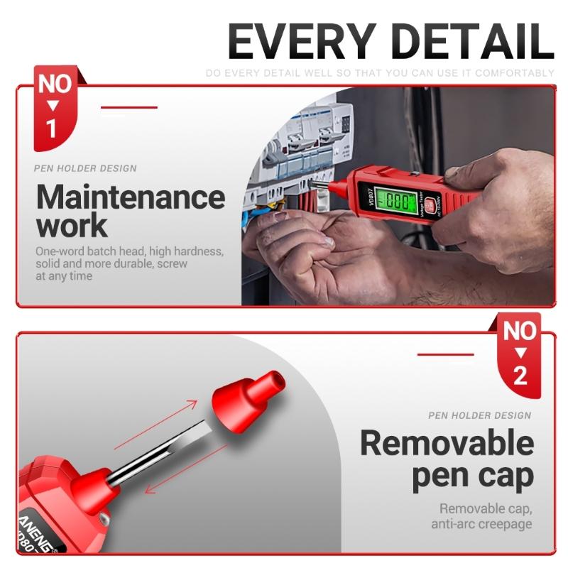 Electrical Screwdriver LCDBacklights Flashlight Sensitivity Adjustable Electrician Automatic Meter Voltage Tester Tools