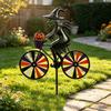 Gift for Garden Lovers Halloween Wizard/Ghost/Black Cat/Skeleton Bicycle Ground Stake Ornament, Metal Stakes, Yard Art Decorative Outdoor Statue Lawn