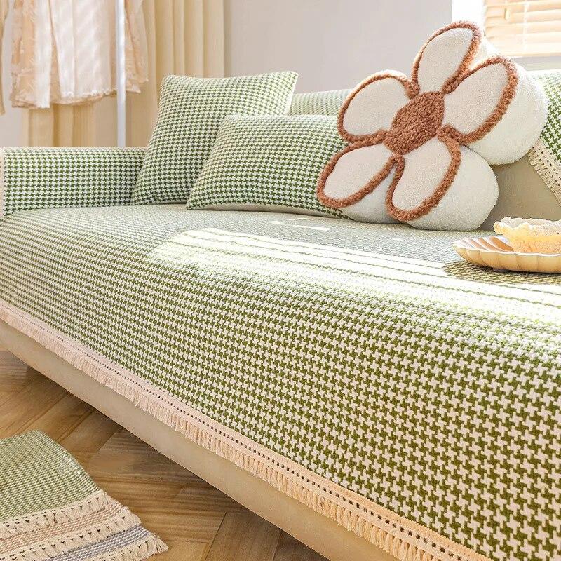 

Yeni bin kuş ızgara pamuk keten kanepe kılıfı kanepe L şekilli kombinasyonu mobilya kaymaz tam kapsama yastık Settee havlu 70x70cm 1pcs