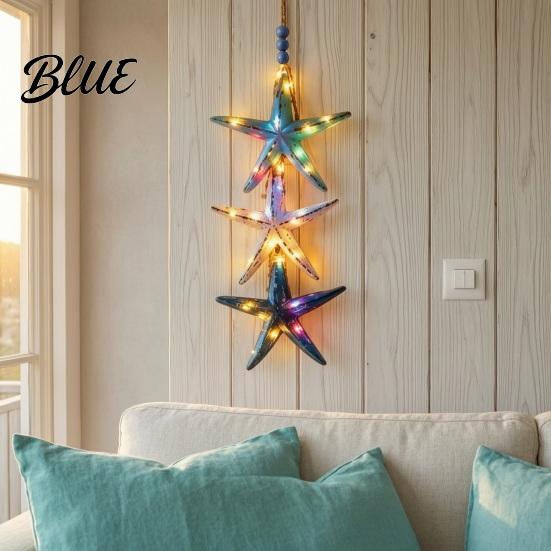 Bathroom And Bedroom Wall Decor Lighted Wooden Fish Starfish Decor Beachy with Warm LEDs Maritime Inspired Home Accessories Coastal Nautical Hanging