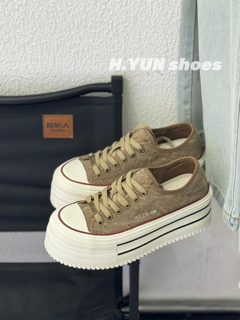 Korean Version of Platform-soled Fashion Canvas Board Shoes Women's 2025 Summer Shoes, New Breathable Casual Shoes To Increase the Height of Small Wo
