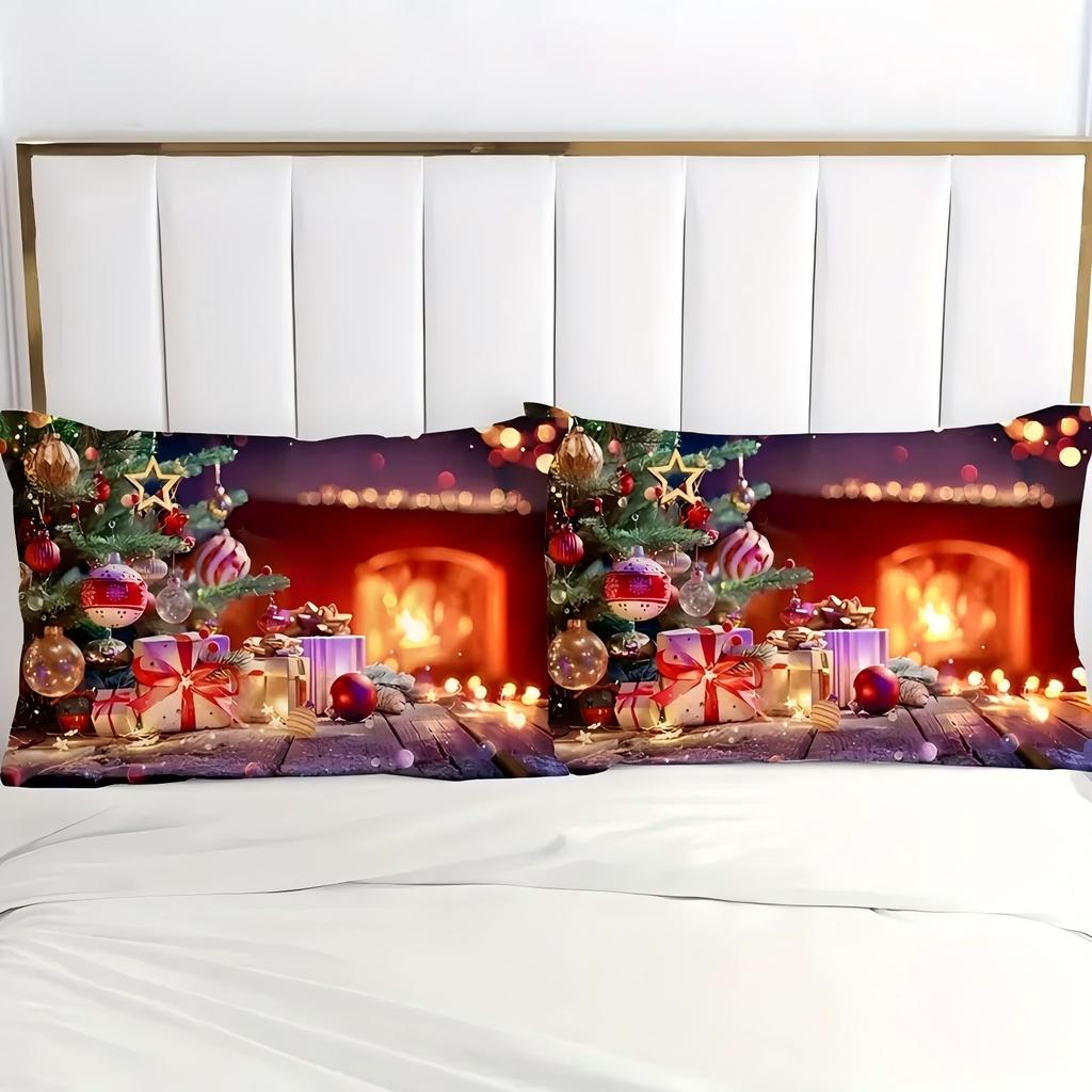 Christmas Tree Train Gift Santa Claus 3D Printed Quilt Cover Christmas Theme Comfortable Home Textiles Duvet Cover Pillowcases