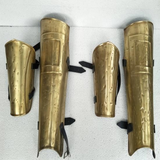 Medieval Spartan Shield Greaves Set brass antique finish Home Decor Gift