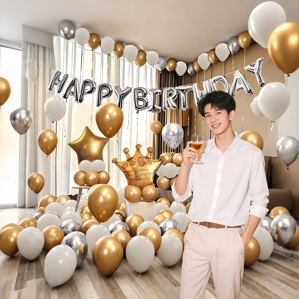 Set Birthday Balloon Party Decorations Scene Arrangement Background Wall Decoration Supplies Premium Package