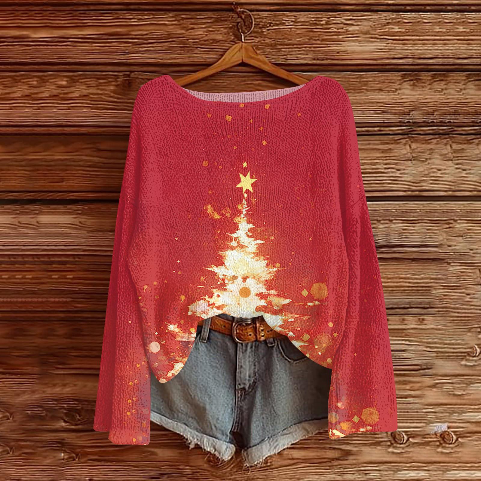 

Женские осенние свитера с длинным рукавом, топы с принтом, пуловеры, свободная нарядная повседневная базовая одежда XL красный