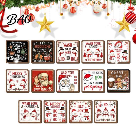 Christmas Hanging Ornament Wooden Tabletop Decor, 2D Pet Santa with Iron Stand, Rustic Xmas Party Holiday Sign for Home And Cafe Festive Shelf, Solid