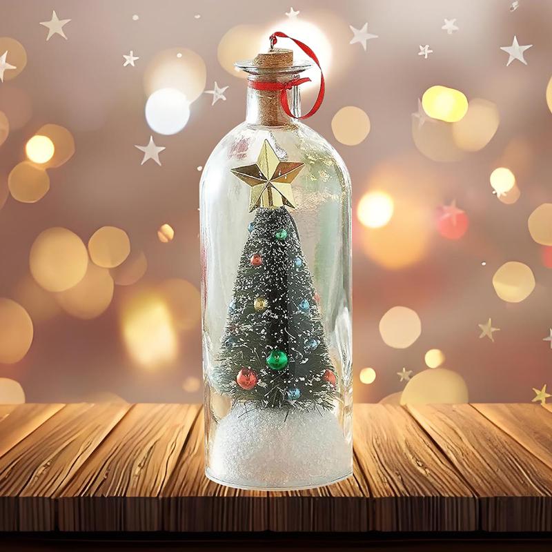 1Pc Recordable Christmas Tree Message In A Bottle - Voice Recording Glass Ornament, Holiday Keepsake Gift for Christmas Decor