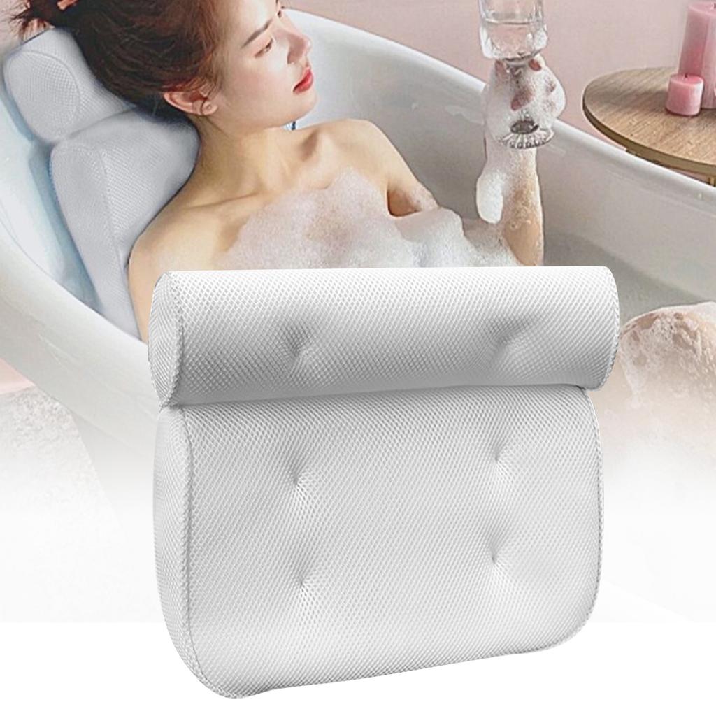 Bath Pillow 3D Mesh Fabric Soft Bathtub Pillow with Suction Cups Spa Bathtub Cushion for Back Neck