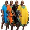 Ruffle Print Patchwork Plus Size Nightclub Dress Robe