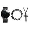 New fashion simple business metal mesh quartz watch set