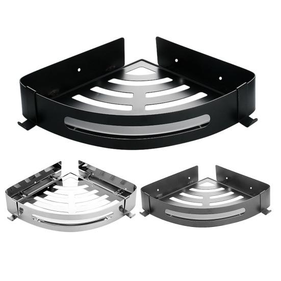 Caddy de colț pentru economisire a spațiului, raft pentru baie, fără perforare, instalare ușoară 2 cârlige