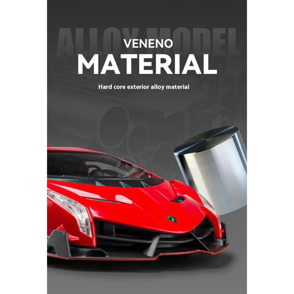 1/24 Lamborghini Poison Veneno Car Alloy Car Diecast Metal Model Sound Light Pull Back Toy Collect Gift Box Ornaments Kids Toys