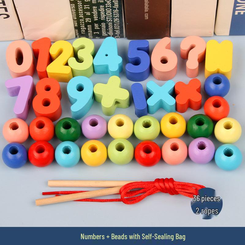 Wooden Bead Stringing Toy for Children's Educational Development