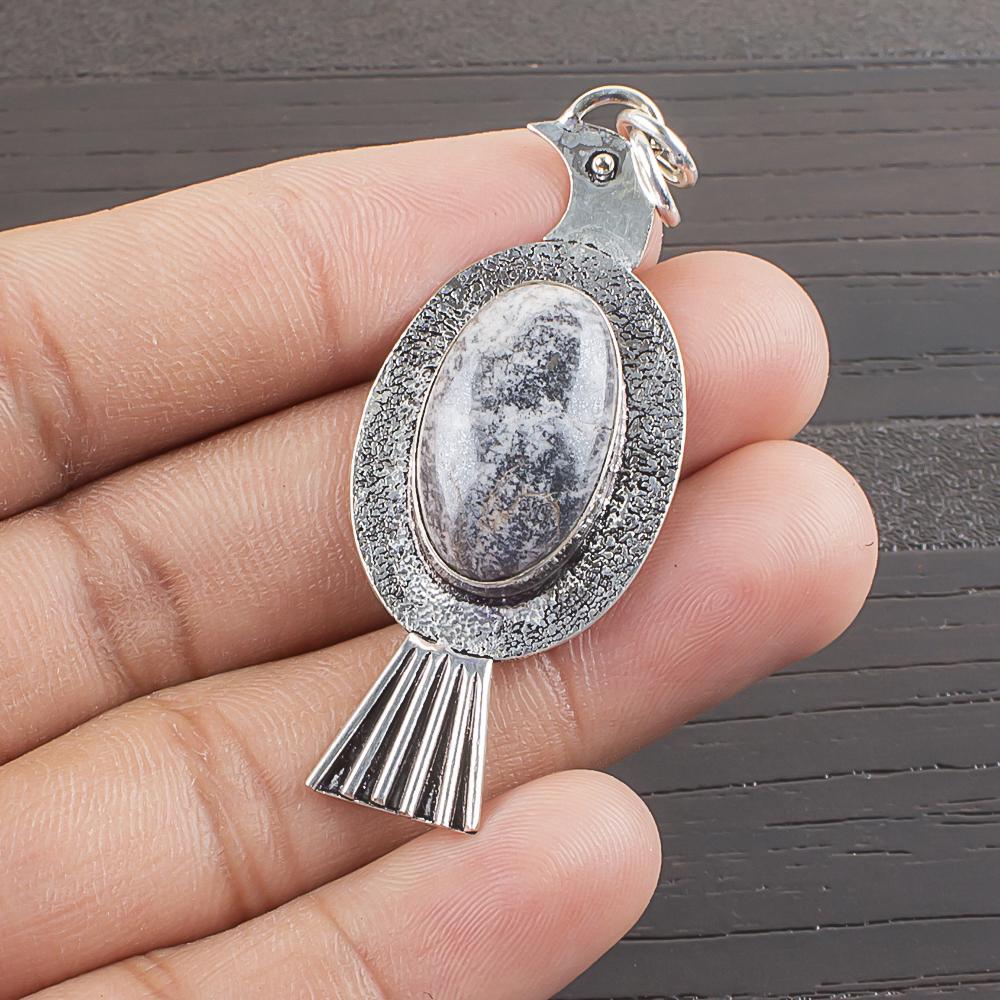 Natural Dendritic Opal Gemstone 925 Sterling Silver Jewelry  Pendant 2.15  AJP-2134