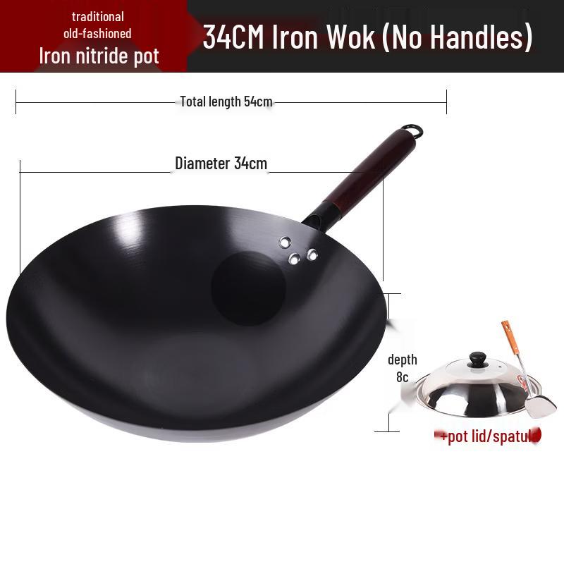 ZISIZ Nitrided Fine Iron Round-Bottom Wok