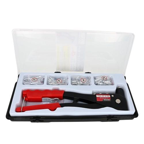 Takagi Hand Riveter Set with 60 Rivets, Tool for Fastening and Repairing Thin Steel Plates, Aluminum Plates, and Resin Plates, Ergonomic Handle for Ea