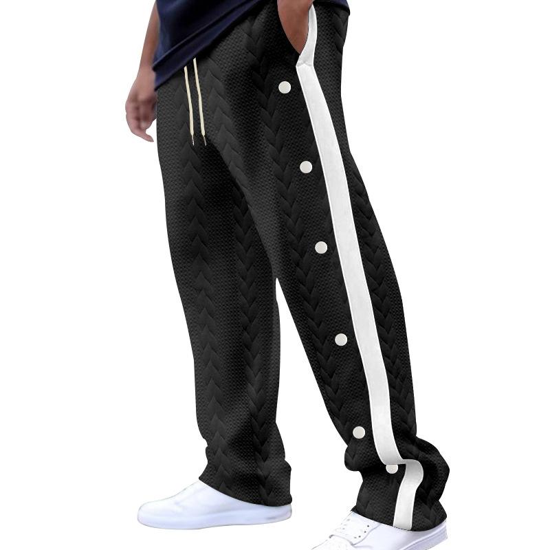 Herbst Neue Herren Jacquard-Hosen mit Struktur Einreiher und Gestreifte Lockere Große Größen Freizeit Hosen Vielseitige Jogginghosen