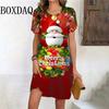 Lustig Niedlich 3D-Druck Weihnachtsmann Damen Minikleid Weihnachtsmuster Lässig Festival Kurzarm A-Linienkleid Mode Neue Kleidung