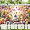 Cute Tulip Eggs Bunny Background Colorful Easter Hanging Banner  Courtyard Indoor Outdoor