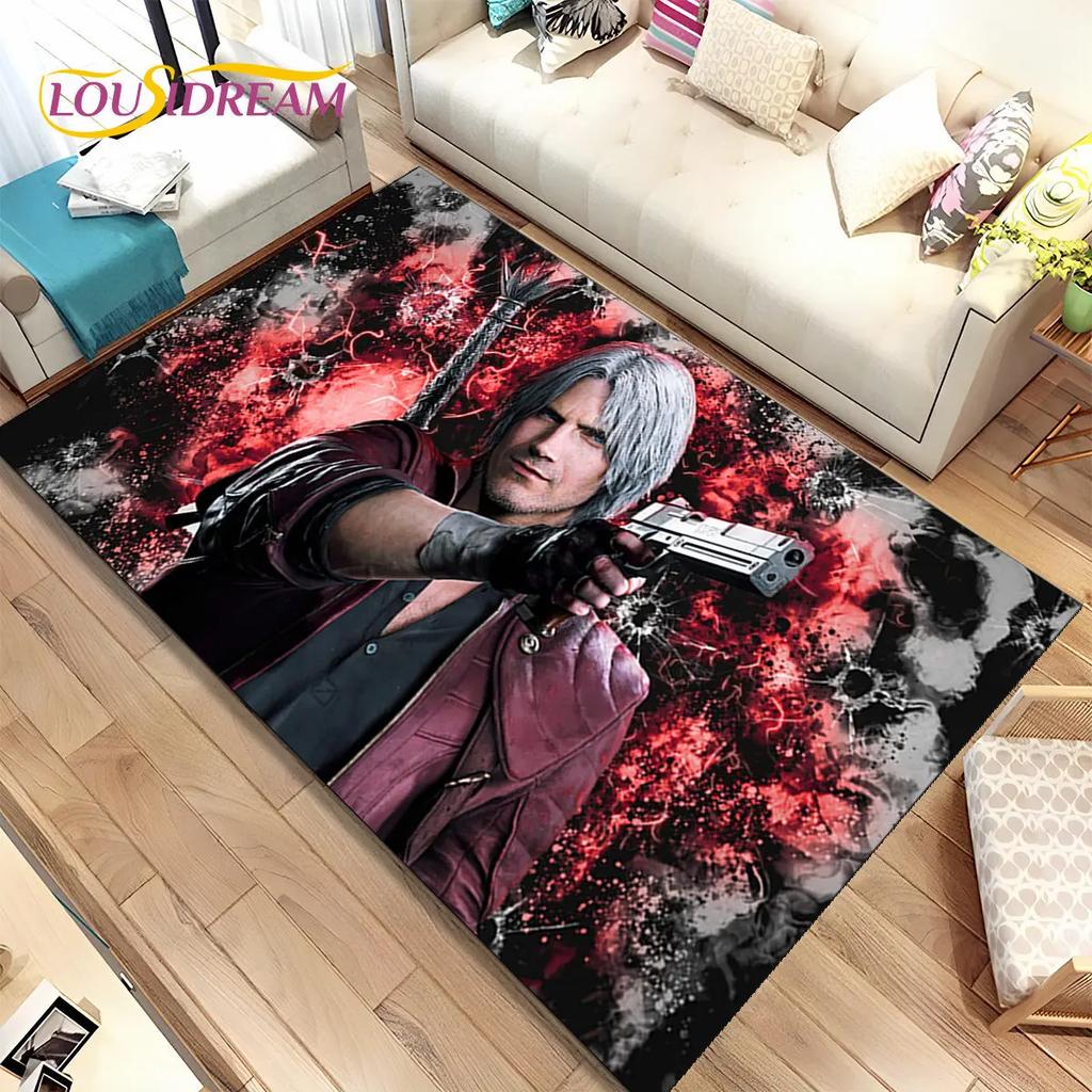 Tapis de jeu 3D HD D-Devil May Cry DMC, Tapis de sol pour salon, chambre à coucher, canapé, paillasson décoratif, tapis de sol antidérapant pour enfants