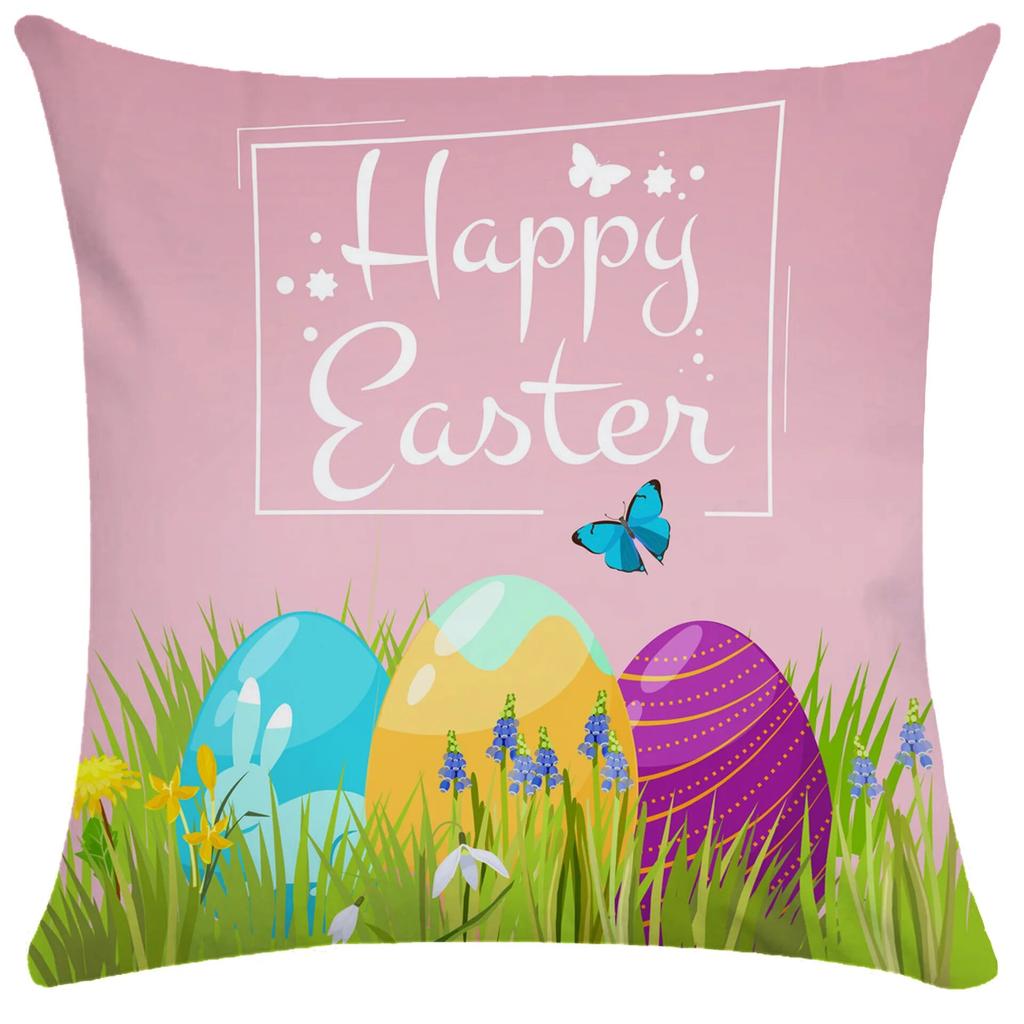 Home Decoration Easter Pillowcase Cute Rabbit Egg Print Pillowcase Living Room Sofa Cushion Cover Bedroom Room Decoration