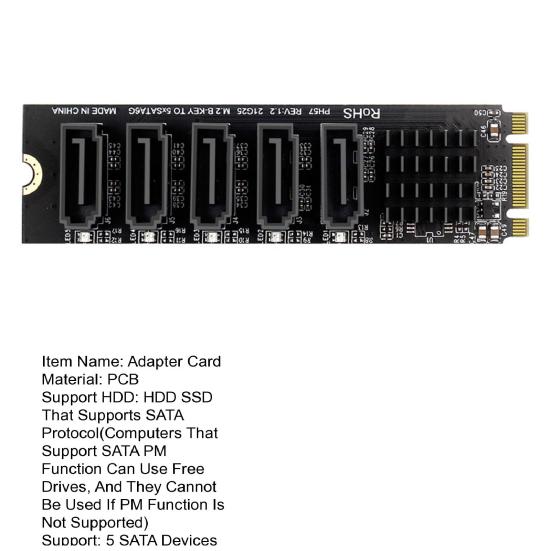 M.2 B-Key to SATA3 SSD Adapter Card B-KEY SATA to SATA 3 6Gbps 5 Ports