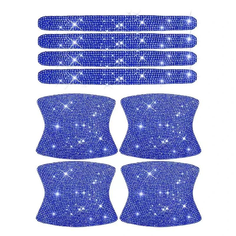 Car Door Handle Bowl Scratch Protective Bling Rhinestone Stickers Silicon Rearview Mirror Anti-collision Protection Strip