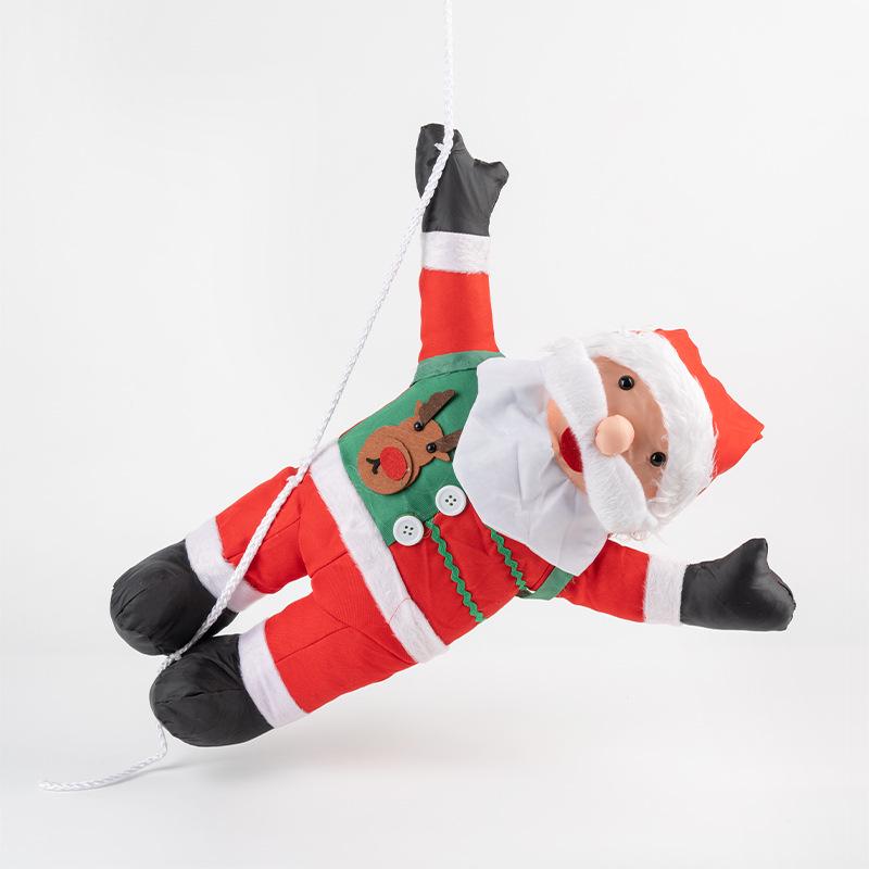 Climbing Santa Claus Christmas Decoration with Ladder and Rope for Window Display