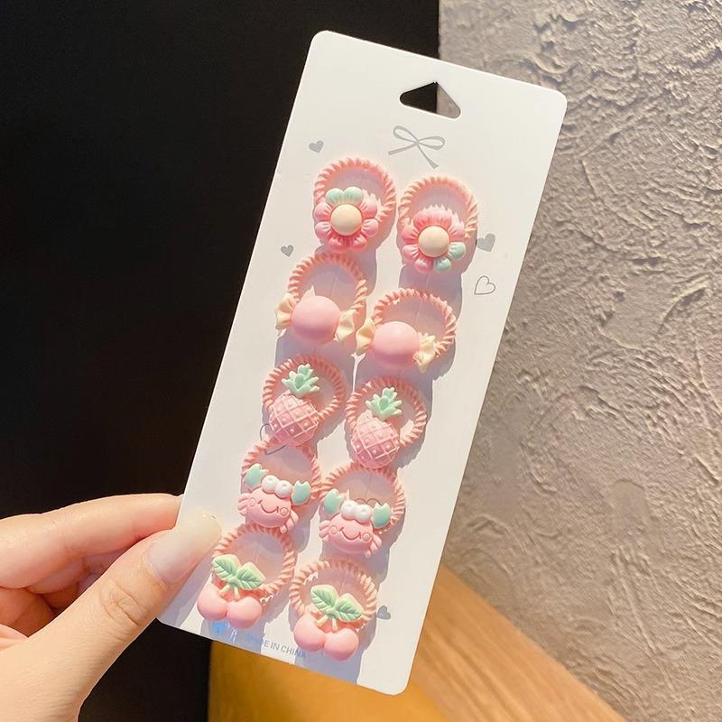 

10 шт./компл. резинка для девочек эластичные ленты для волос Радужный цветок бант мультяшные фрукты веревки для волос милые детские аксессуары для волос 10Pcs/Set синий